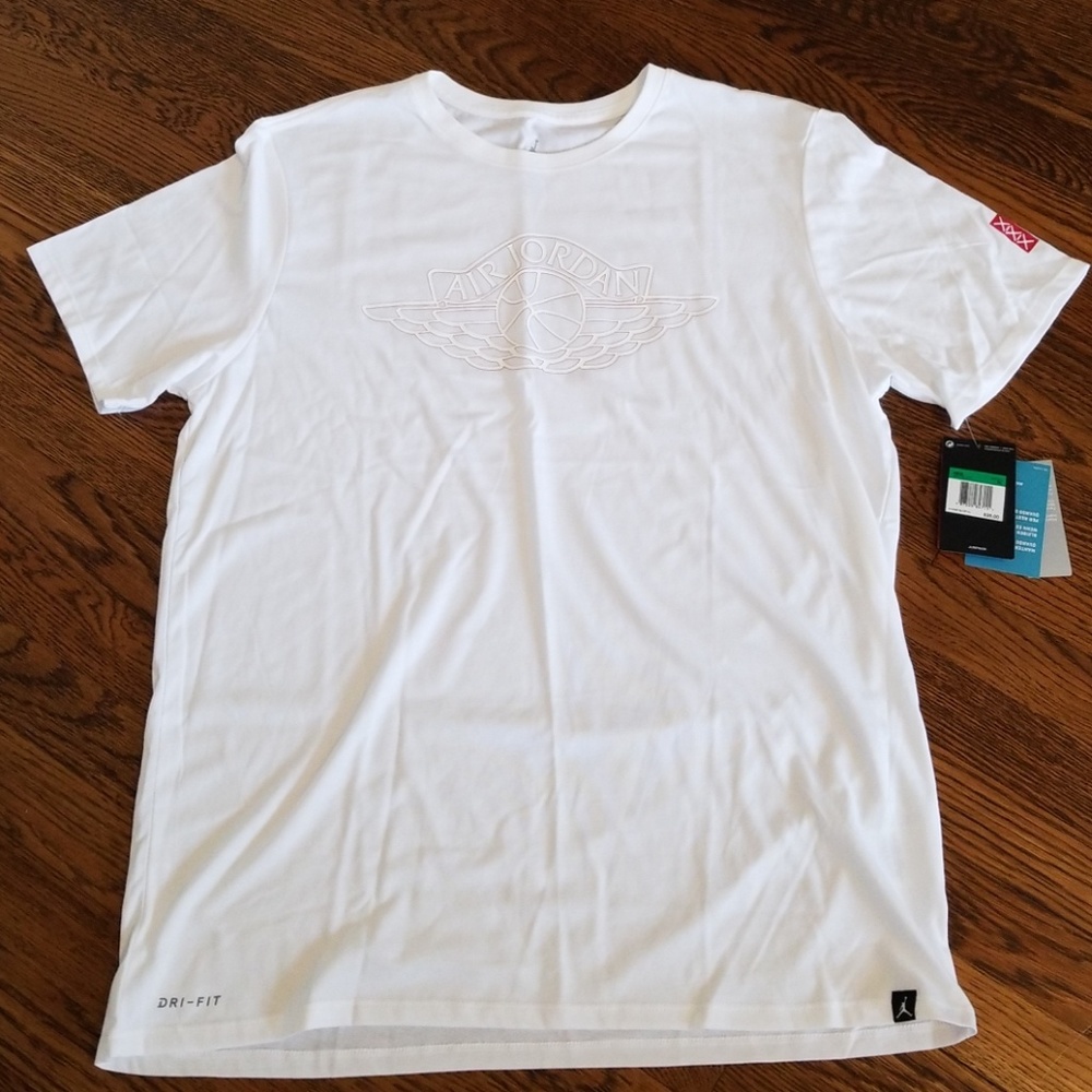NWT Air Jordan white dri fit tee